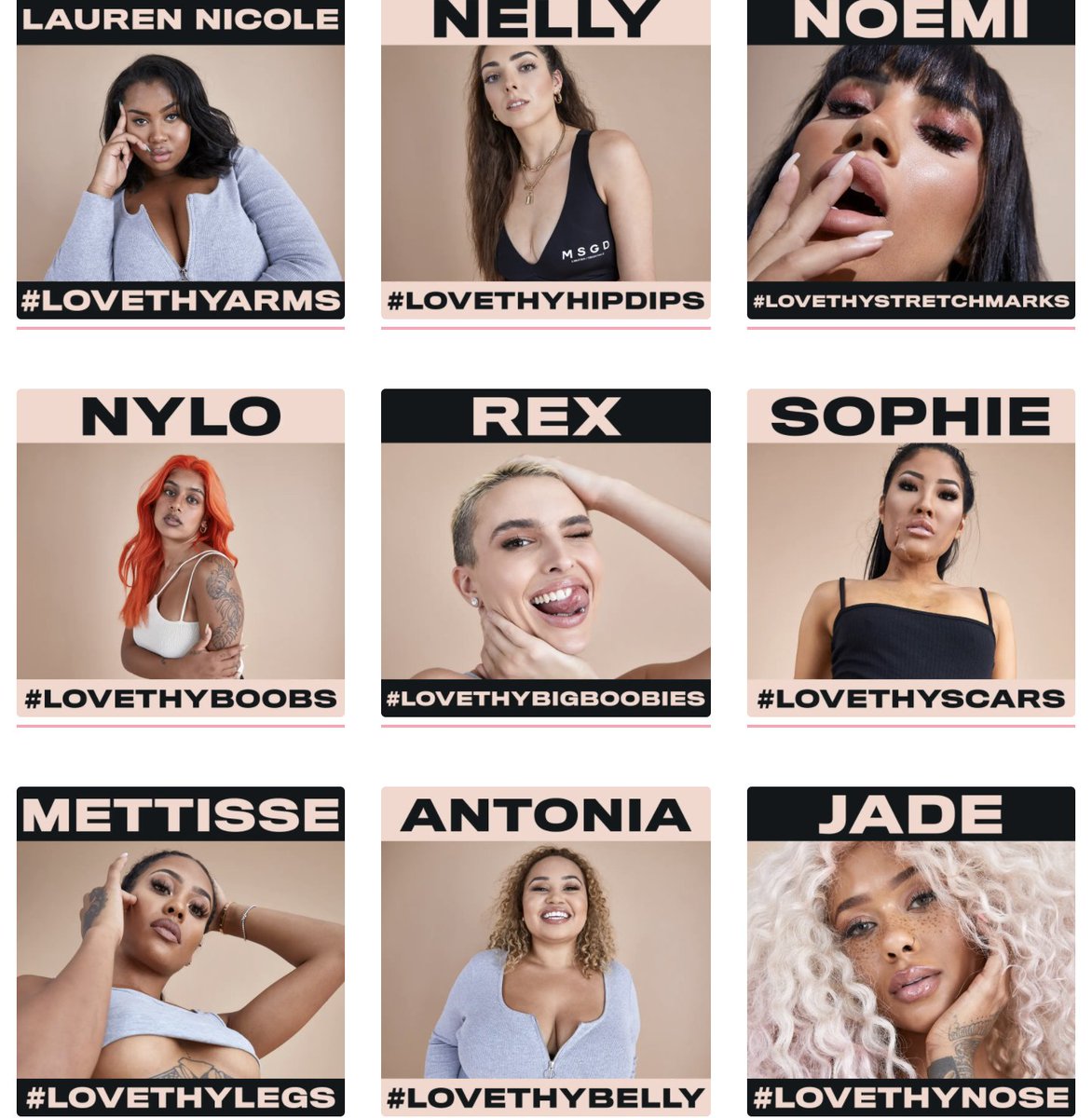 This campaign collaborated with infleuncers from all over highlighting their own personal body insecurities and how they've learnt to love thy self.6 pieces of content sat on the blog, with promotions showing which lingerie they were all wearing with banners on the main MG site