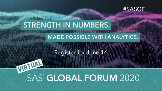 Virtual SAS Global Forum 2020 #SASGF bit.ly/2XDzKQ0