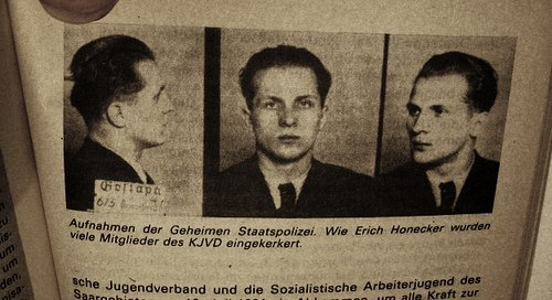 In 1935, Honecker was arrested by the Gestapo for his work with the communist underground (3)