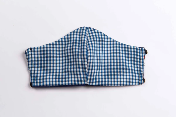 Parrot and Blue Check Face Mask Available online - bit.ly/36Ib9NK