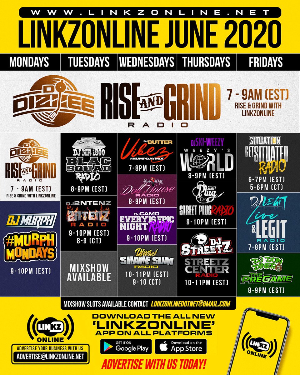 LinkzOnline's tweet photo. Official LinkzOnline Radio Schedule! https://t.co/6jY3r5TaO6