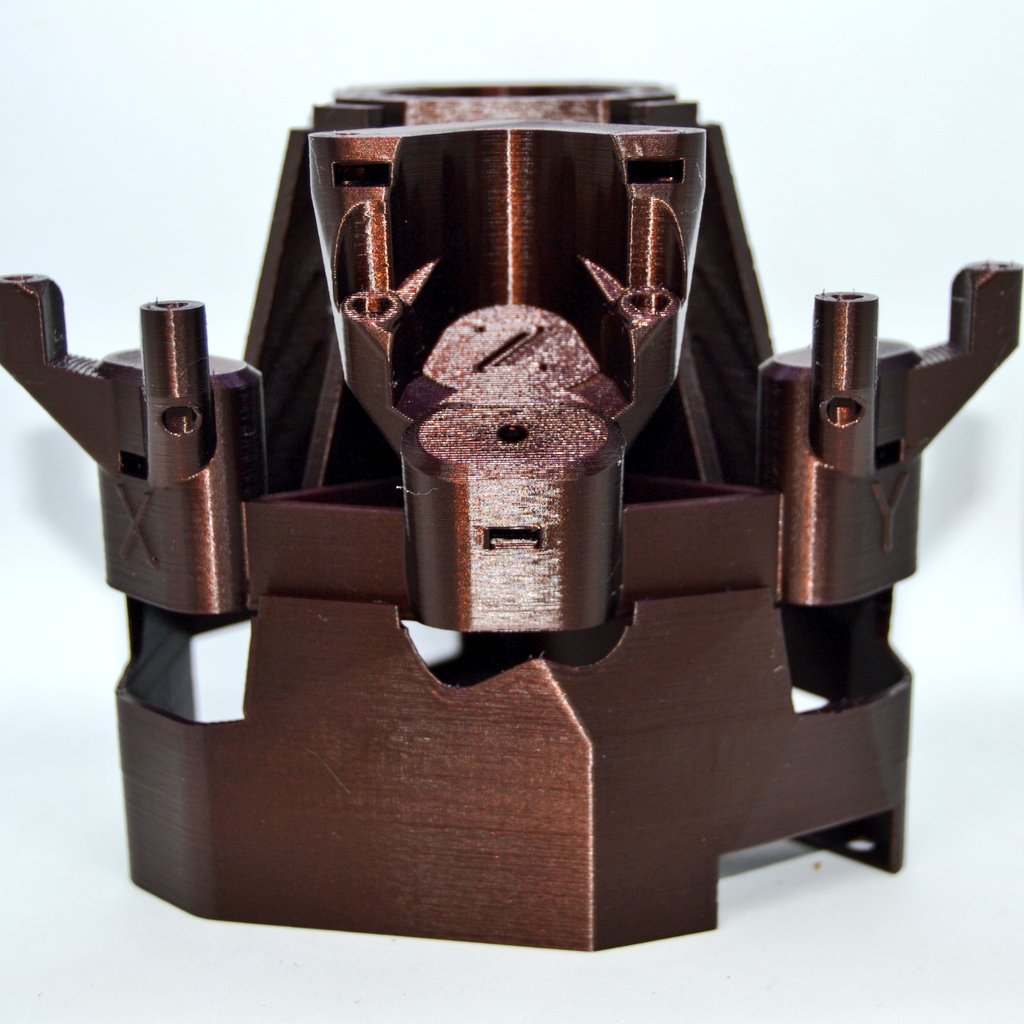 de3dprintman's tweet photo. The first parts for the #OpenFlexureMicroscope project are finished and look very good. The parts are printed without any support on the Original #Prusai3MK3S by @Prusa3D in the stunning @prusament PLA Mystic Brown and Pearl Mouse in 0.2mm layers. https://t.co/Xhtz55DVQr #3dp https://t.co/Dx1RvXAfen