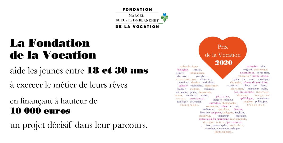 Prix de la Vocation et Prix de Poésie : dernière ligne droite! Vous avez jusqu'au 31 mai pour candidater. 

Pour déposer sa candidature aux Prix de la Vocation : fondationvocation.org/poser-sa-candi…
Pour le Prix de Poésie : fondationvocation.org/articles/prix-…