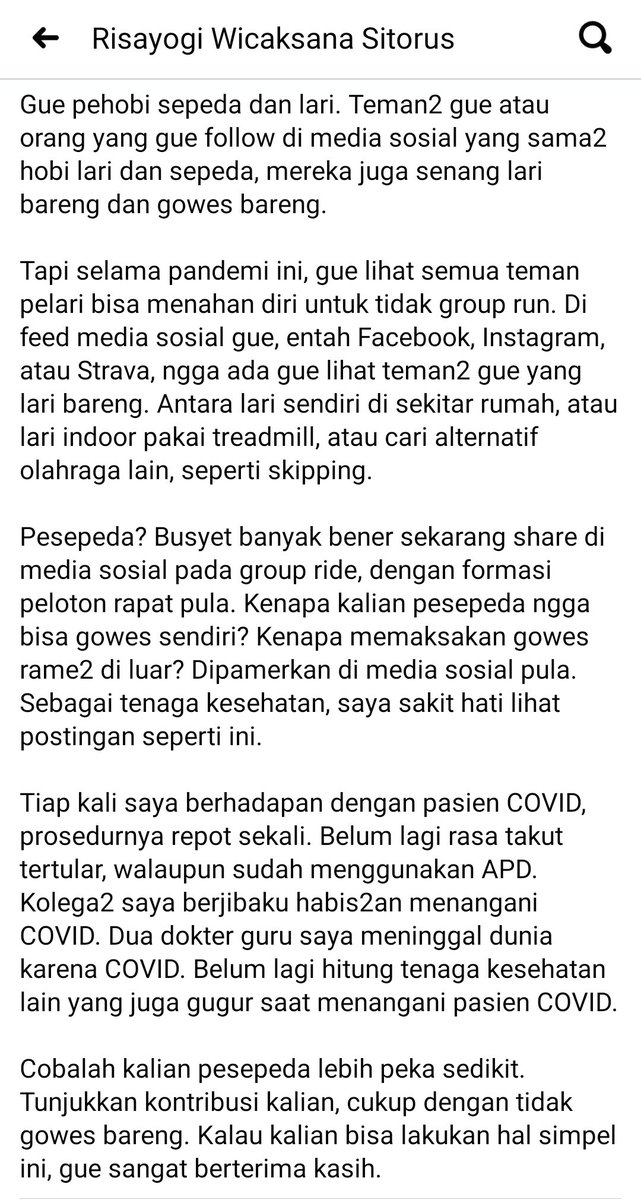 Lumayan rame respon netizen. Kami sepakat. Ride solo, or go home!

*Yaaaa kalo gowes sama temen jangan rame2 lah, dan (ini agak preachy tapi please consider) kagak usah posting2 di socmed biar orang2 pada kagak ikutan.