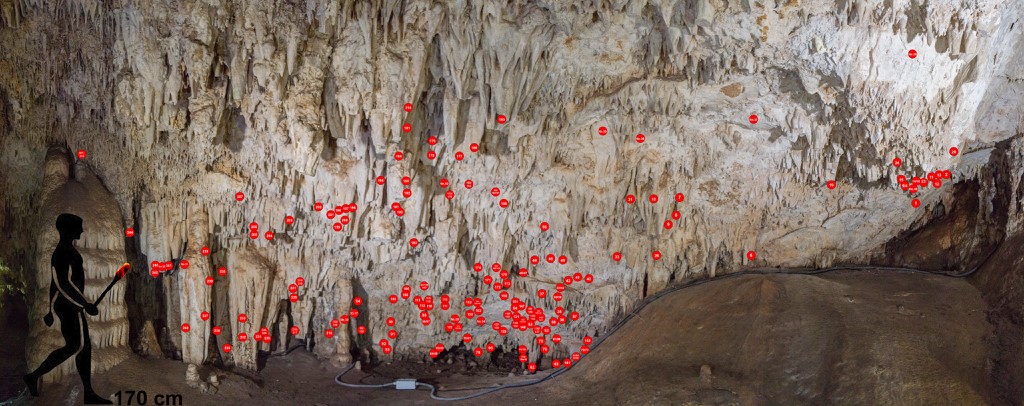 These random marks usually appear in narrow places, and can be related with the frequentation of the of the Palaeolithic groups inside of the caves, representing a large percentage of the prehistoric motifs in  #CuevadeNerja, up to 98% in some cases.