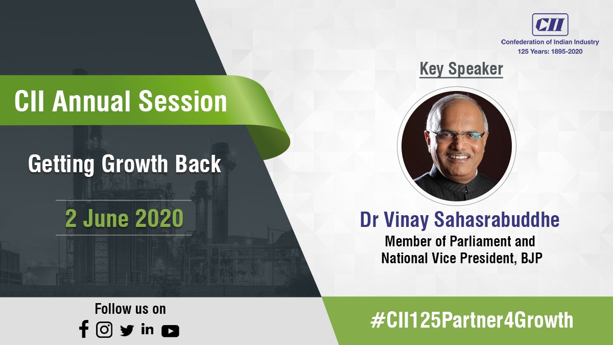 FollowCII's tweet photo. @vinay1011, Member of Parliament and National Vice President, BJP, shares his views on bringing the Indian economy back on track at CII’s Annual Session 2020. #CII125Partner4Growth #CIIAnnualSession2020 https://t.co/Vd6fhIgvAv