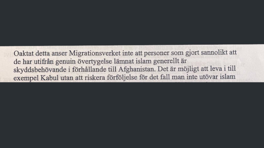 dcarnestedt's tweet image. Är så innerligt trött på den här befängda ståndpunkten. All landinformation säger att man som ateist måste upprätthålla en fasad som muslim för att undgå förföljelse. Det. Kan. Inte. Krävas. Av. Den. Sökande. Att. Hen. Döljer. Sin. Trosuppfattning.