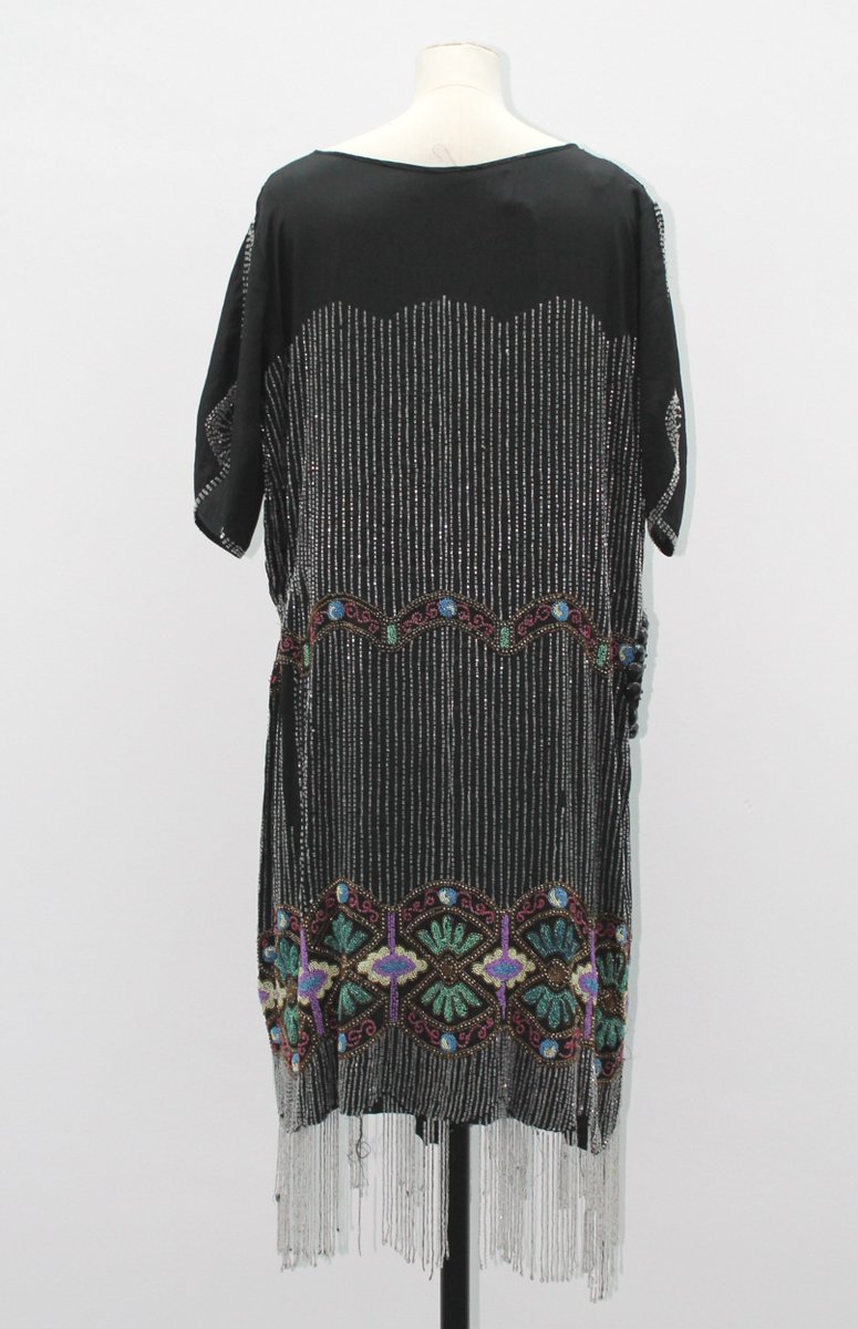 Black silk evening dress, 1920s