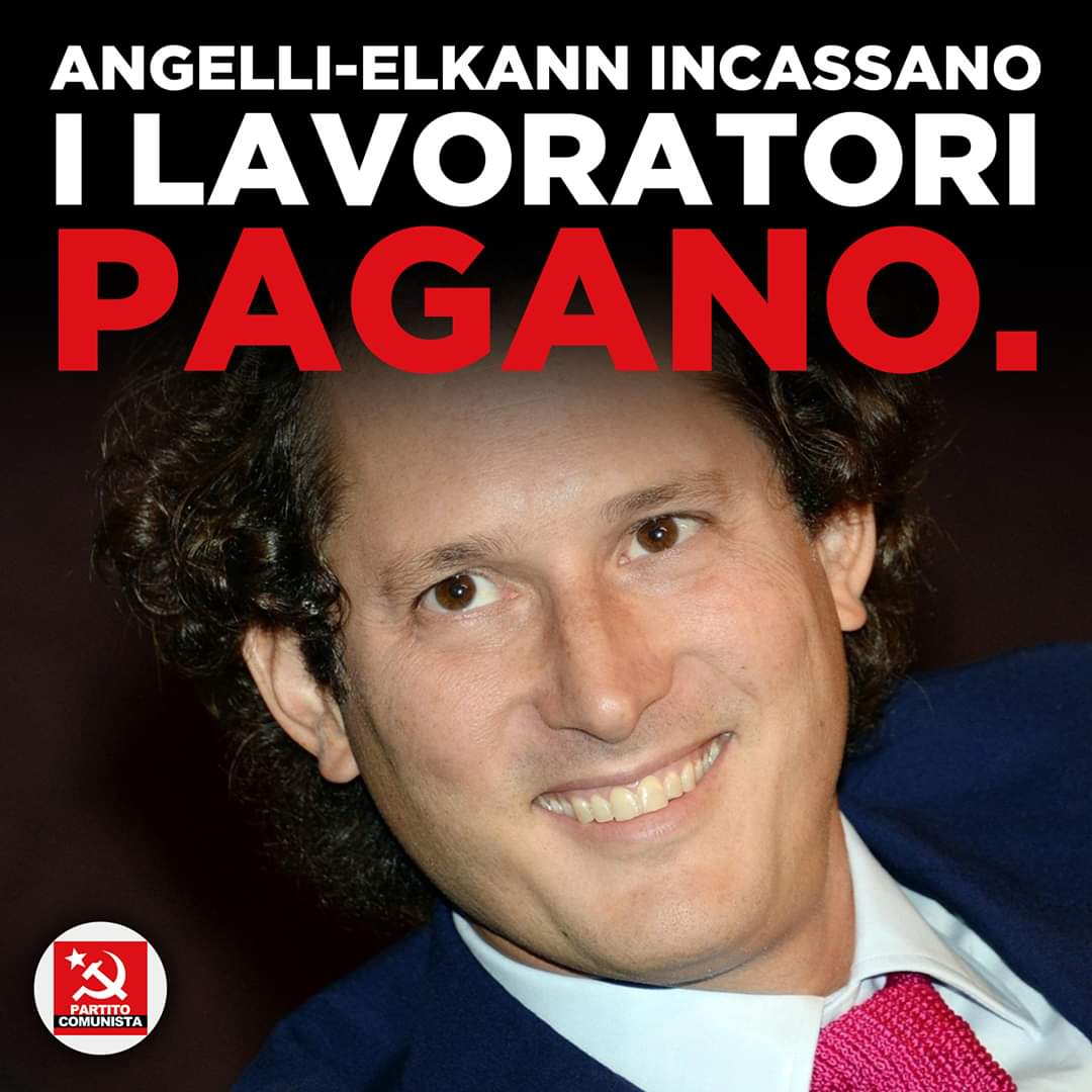 PartitComunista's tweet photo. #agnelli-#Elkann INCASSANO. 
I LAVORATORI PAGANO. 
Il governo approva l'erogazione dei 6,3 miliardi di Euro per l'#exFiat, ora #FCA, per riparare "mancati guadagni" dovuti al lockdown e alla crisi finanziaria. https://t.co/9phS875DFR