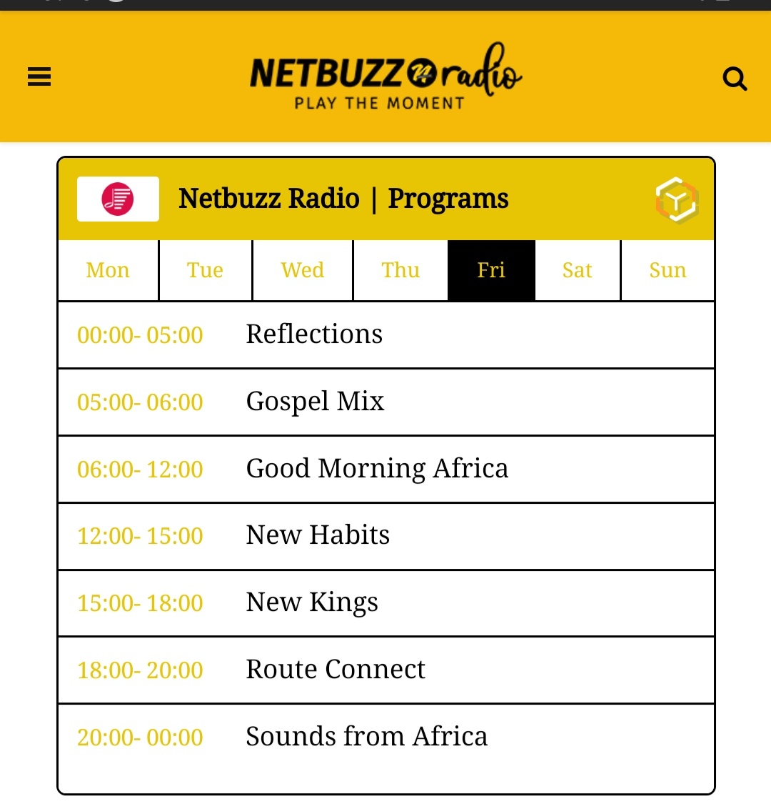 netbuzzradio's tweet photo. Still to come:
#NewHabitShow - 12pm
(#Pop, #RNB & #hiphop)
#NewKings - 3pm
(Strictly urban & #Indie)
#RouteConnect - 6pm
(#Reggae & #Dancehall)
#SoundsAfrica - 8pm
(Strictly #Afrobeats)
#Reflections - 12am
(#cools)
π§β· https://t.co/2TlqprMP2X
#PlayTheMoment
#NetbuzzRadio https://t.co/6AEctVmMx2