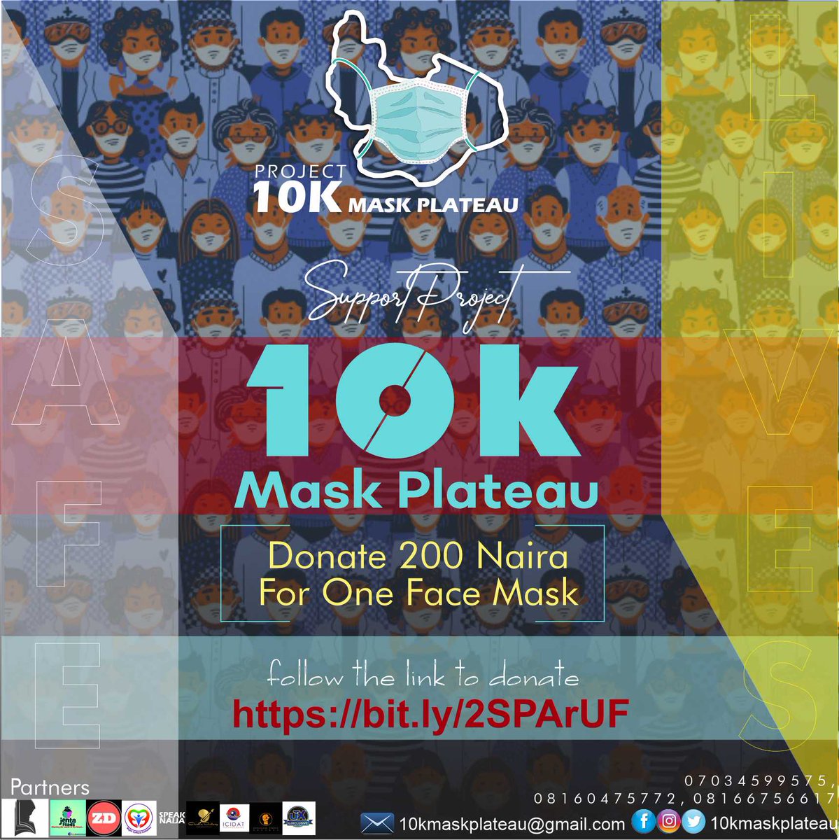 10kmaskplateau's tweet photo. We need your support https://t.co/zGxJrao4Hu #10kmaskplateau #safelives #COVID19 @PLS_MOH @PLSGov @Covid19Plateau @PlateauNews @AmamaBenn @JosInfluencer @Jostweetcom @Jos937Rhythm @beingtimbyen @joshikeit @sblalong @oluwadaser @PLSPeaceAgency @Princeponfa @JerryMcAlfred @NCDCgov https://t.co/4xnityoXjh