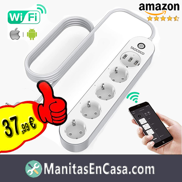 unmanitas's tweet photo. Regleta inteligente TAOCOCO®️ / 4 zócalos + 3 USB / Admite control por voz / Control WiFi / Temporizador por app / Compatible con Alexa, Google Home & IFTTT >> 37,99 € https://t.co/HfutDqBRCZ << #hogar #oficina #regleta #wifi #usb #Alexa #GoogleHome #IFTTT #FelizViernesATodos https://t.co/G1AaA0ccrl