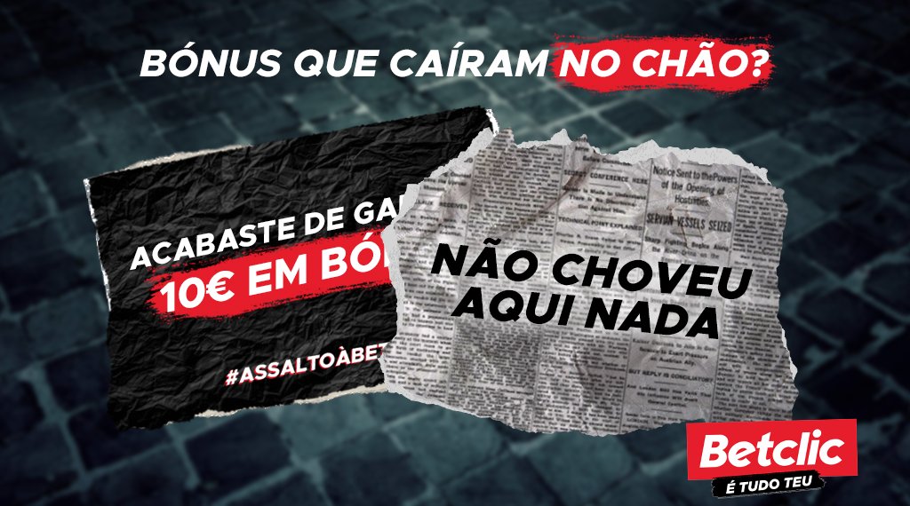 Choveram Bónus do céu, mas ainda ficaram muitos por apanhar!

-Dá RT
-Comenta este post com #AssaltoÀBetclic e descobre se encontraste algum.

Tens até às 23:59 para andar à procura. Boa sorte!