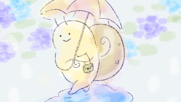 snail no humans umbrella hydrangea holding flower solo  illustration images