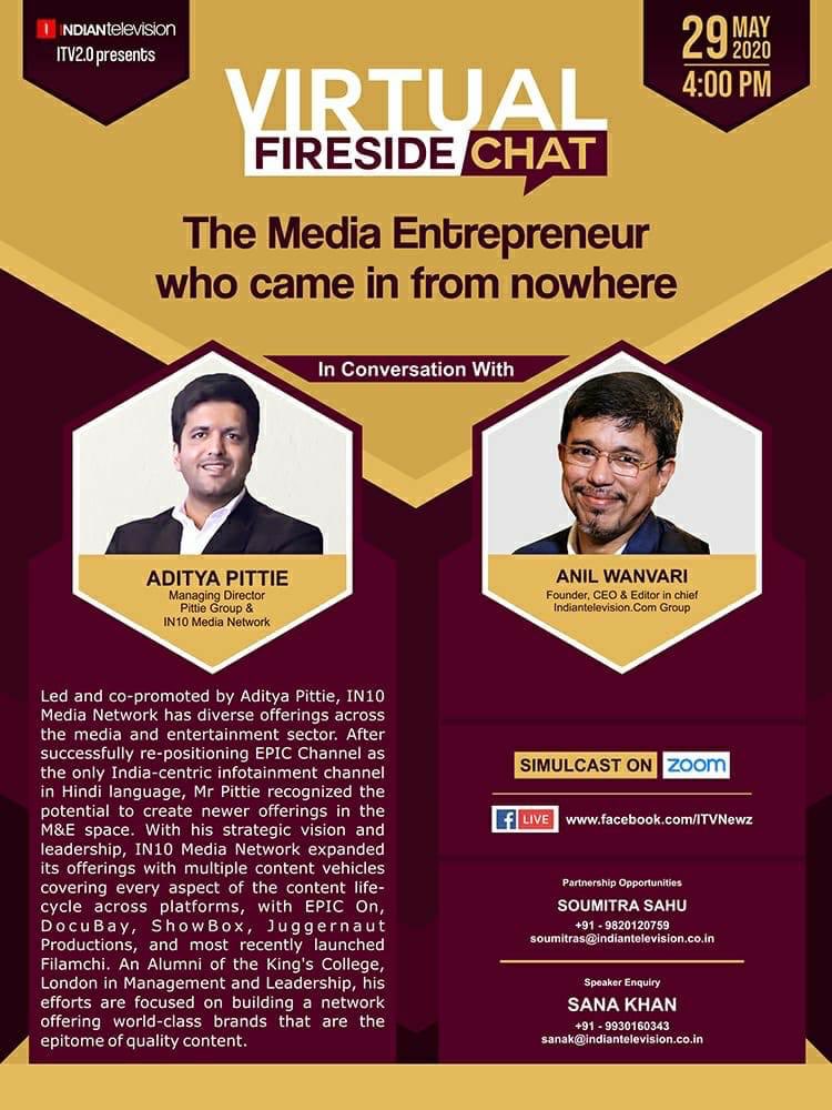 platanistagames's tweet photo. An hour to go for the webinar ‘The Media Entrepreneur who came in from nowhere’. 

Tune in at 4:00 pm on https://t.co/RqxrCncjmP to watch the fireside chat between Aditya Pittie and Anil Wanvari. 

#in10medianetwork #indiantelevision.com #webinar https://t.co/IchAjtYXbH