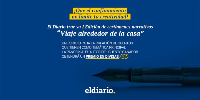 ¡Participa en nuestro concurso! Queremos leerte en nuestra I Edición de certámenes narrativos "Viaje alrededor de casa" 🏡

Más información aquí 👉 bit.ly/36rXAC0