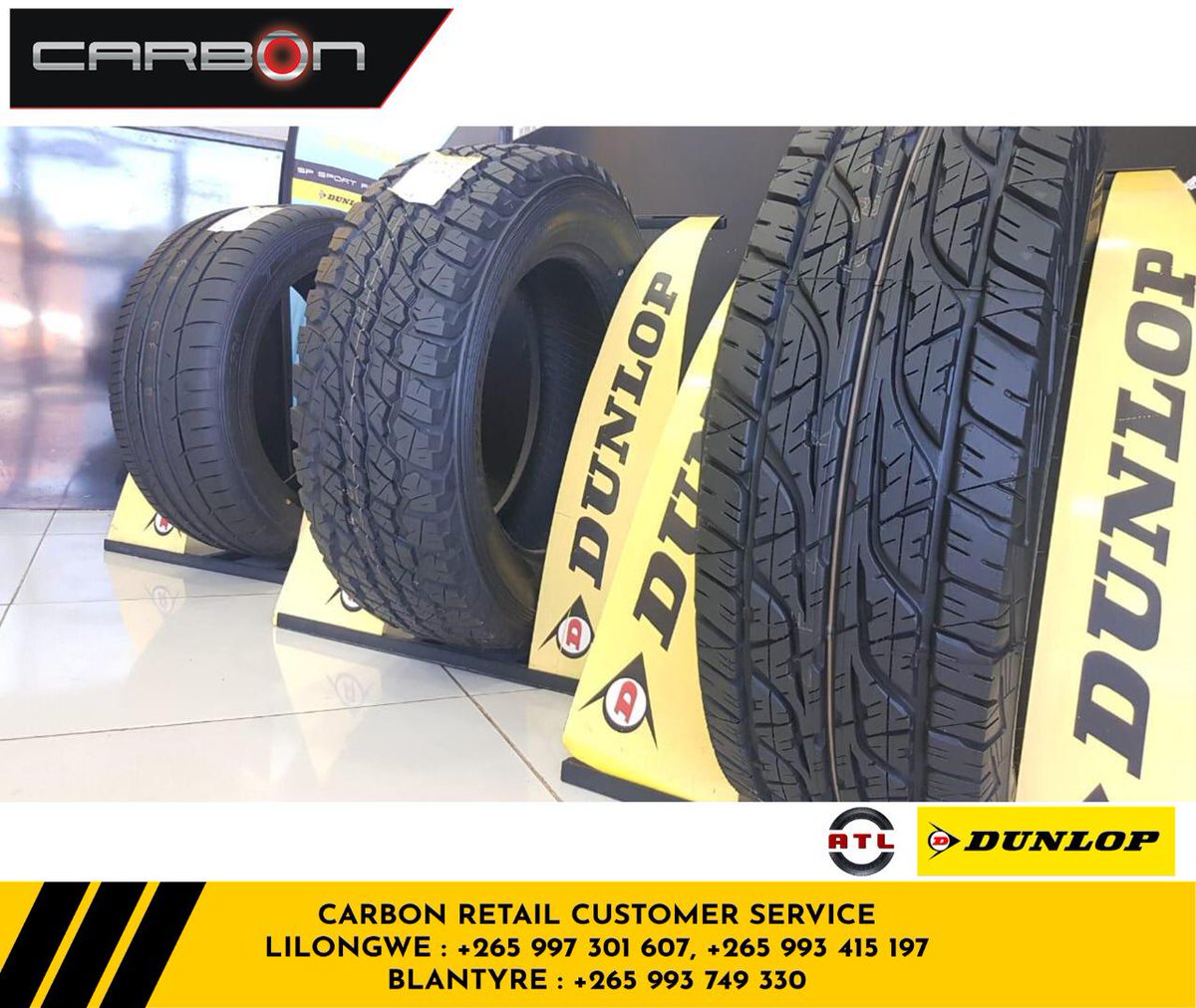 AutoAndTyreLTD's tweet photo. Choose from our wide range od SUV tyres to cater for your ALL-TERRAIN and LUXURY vehicle needs. Call our customer care line or visit our store for free advice on which tyres best suit your vehicle. #CarbonRetail #DunlopMalawi #SUV https://t.co/7vH6a91EkA