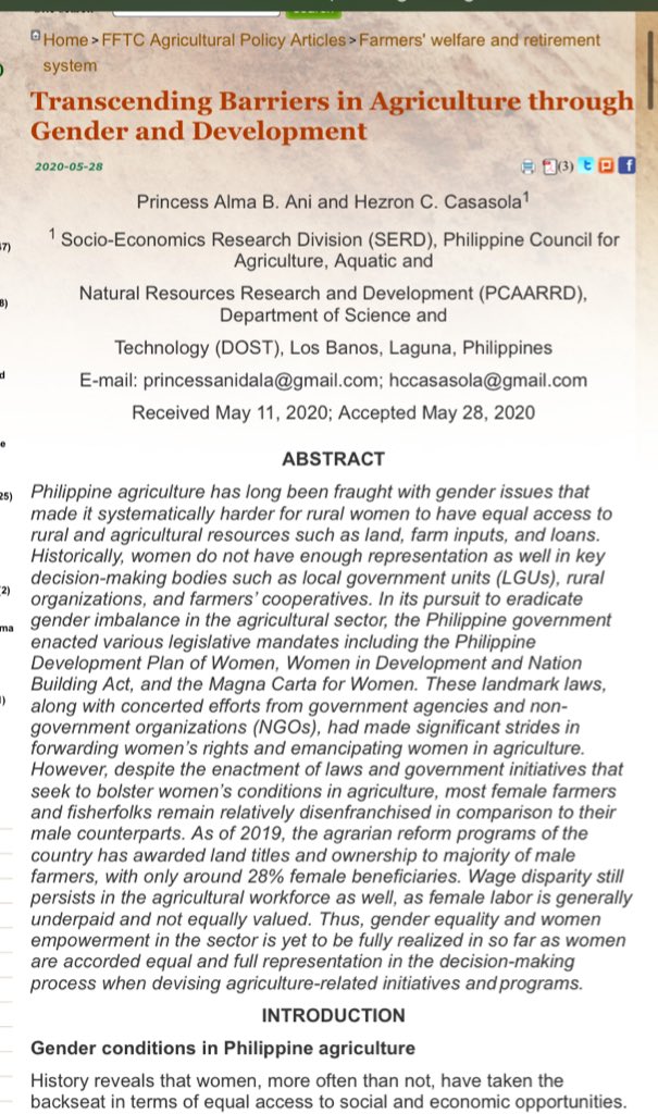 Hi friends! My paper about gender & development in agriculture has just been published by FFTC. Hope you get to read it and understand more about gender issues in Ph agriculture (w/c is male-dominated ).In Beyonce’s words, “always stay gracious, best revenge is your paper”