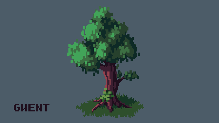 This one was made in the style of gwent (on discord)The use of rectangles gives some kind of "rough" feel to the tree and adds a really nice texture to the leaves. #pixelart  #dailytree