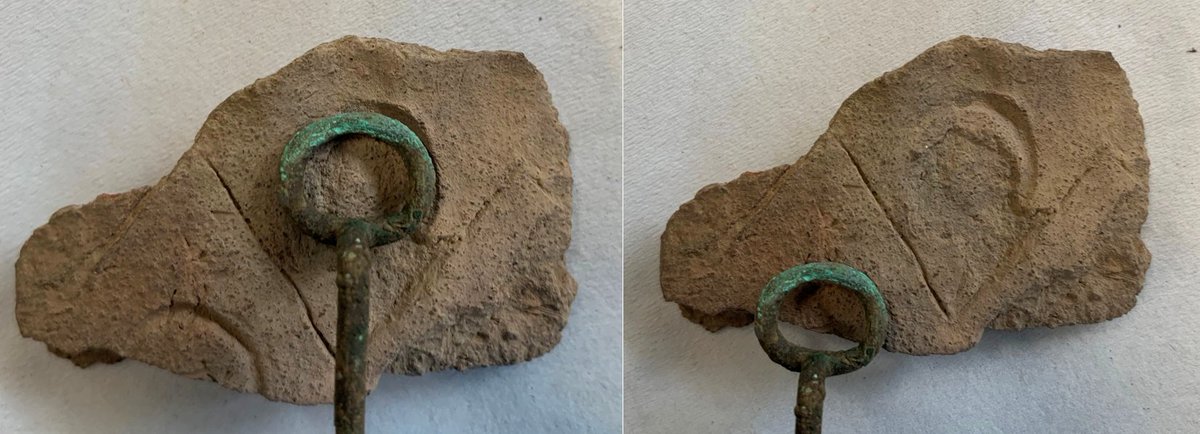 RowanAOCARCH's tweet photo. 8 #IconArchTC  A decorative copper alloy pin recovered from the site demonstrates a dual use to make decorative impressions on ceramic vessels. https://t.co/ZKVVYIVAwE
