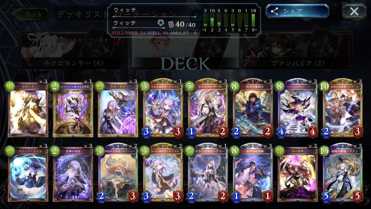 ナテラ崩壊ローテーションウィッチ5連勝 Mymt さんまむーと シャドウバース連勝まとめ