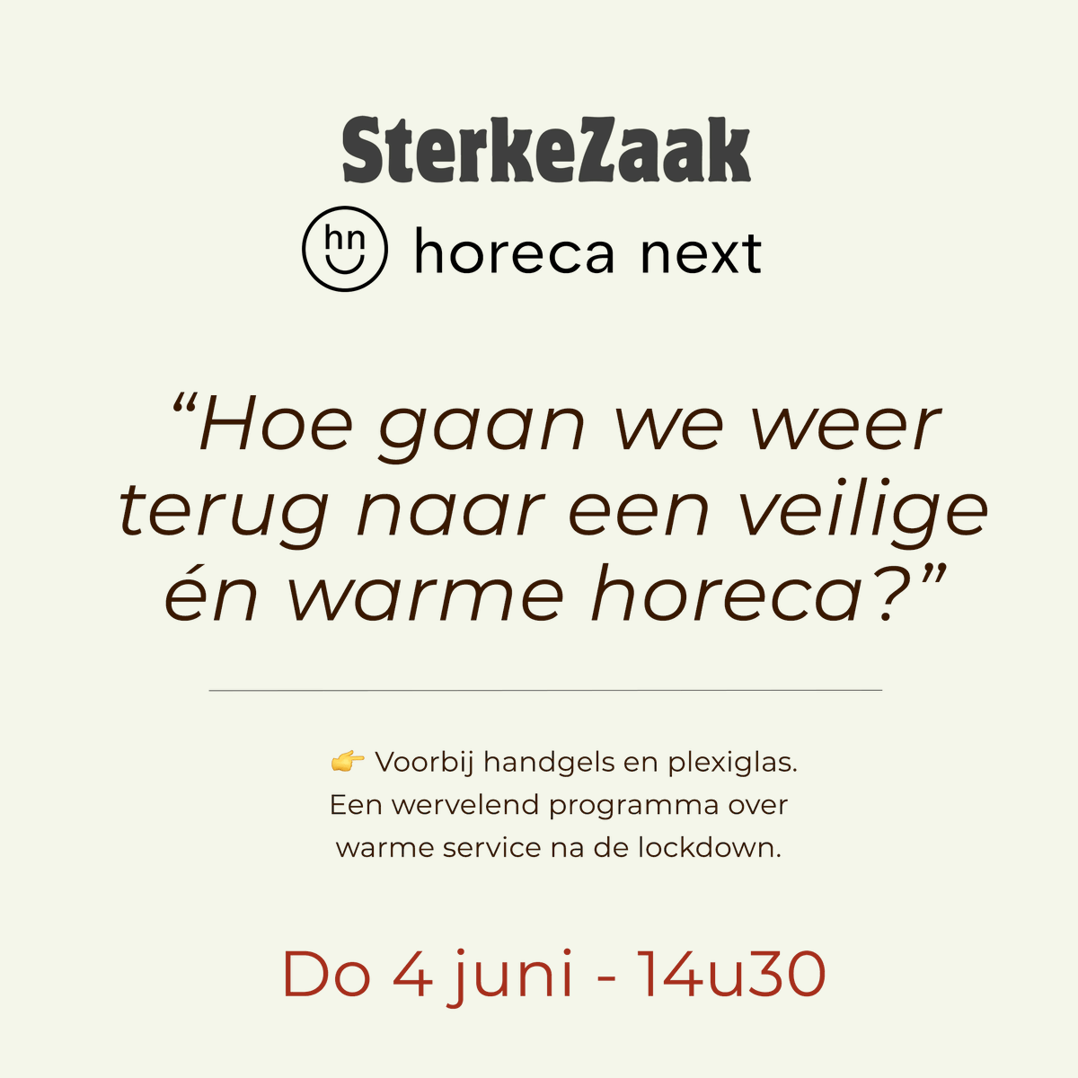 GrowForce_'s tweet photo. 🎉Binnenkort zal de horeca weer volop draaien! 

💪SterkeZaak &amp; HorecaNext, vertellen je meer hoe het terug gezellig kan.

📆 Do 4 juni om 14:30u: ons eerste wervelende studioprogramma.

➕ concrete tips rond karakter &amp; gezelligheid.

Registreer je👉https://t.co/4XeVon4xbA https://t.co/CTc0nk3oRN