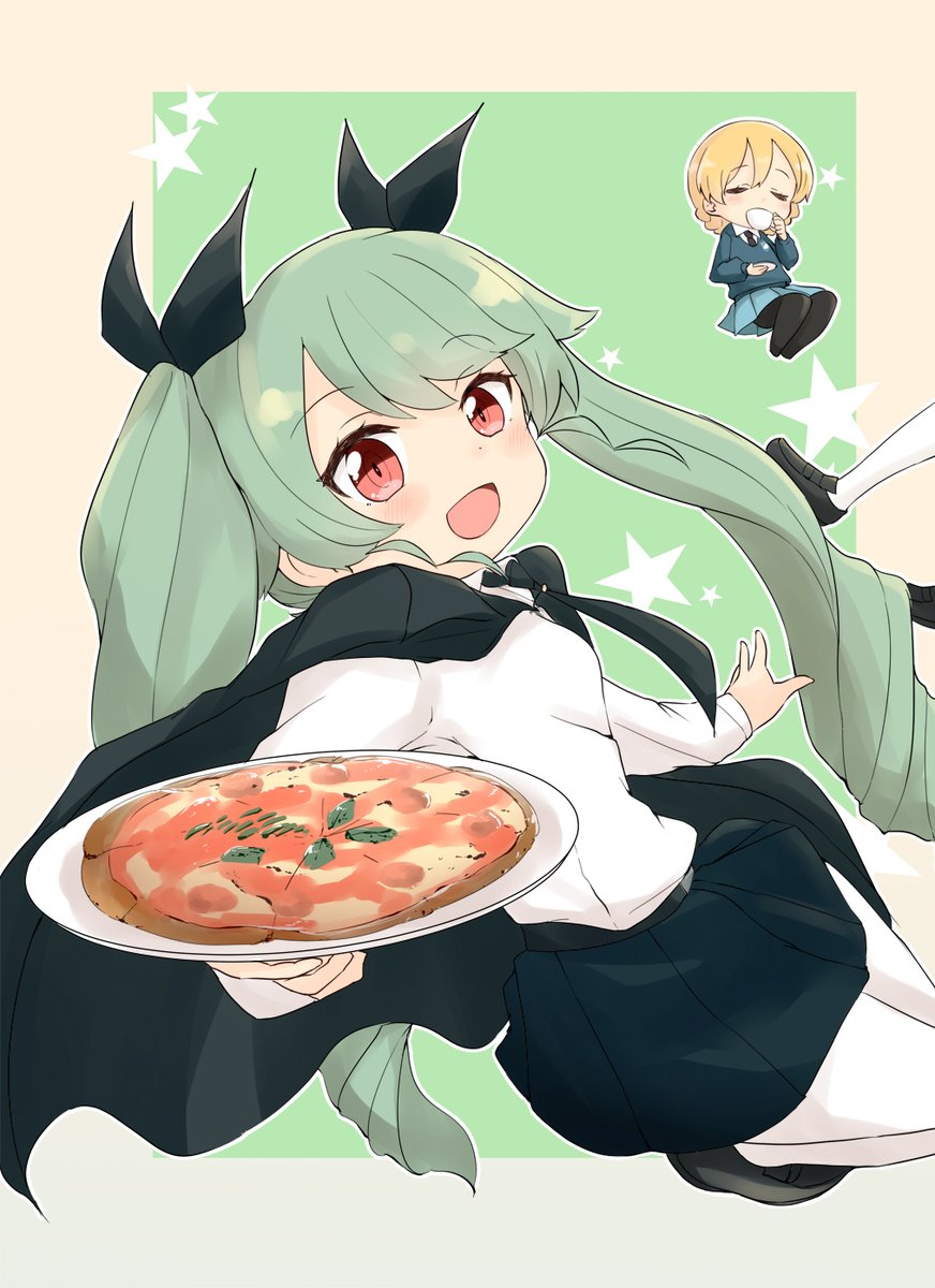 アンチョビ(ガルパン) ,ダージリン(ガルパン) 「アンツィオわちゃわちゃ!!! 」|ばぐえ、のイラスト