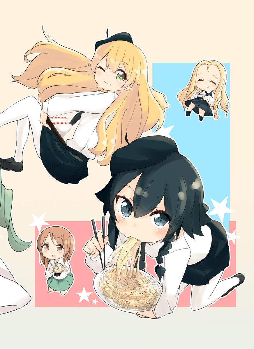アンチョビ(ガルパン) ,ダージリン(ガルパン) 「アンツィオわちゃわちゃ!!! 」|ばぐえ、のイラスト