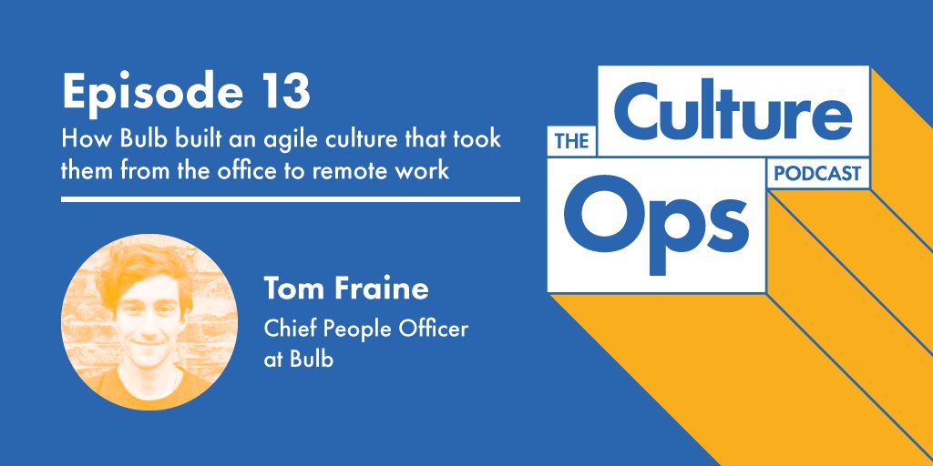 New Culture Ops Podcast episode!

We speak to <a href="/tomfraine/">Tom Fraine</a> the Chief People Officer at @BulbUK  about how they managed to shift their 750 person team from being in the office every day, to being fully remote overnight with the help of an agile culture.

charliehr.com/culture-ops-po…