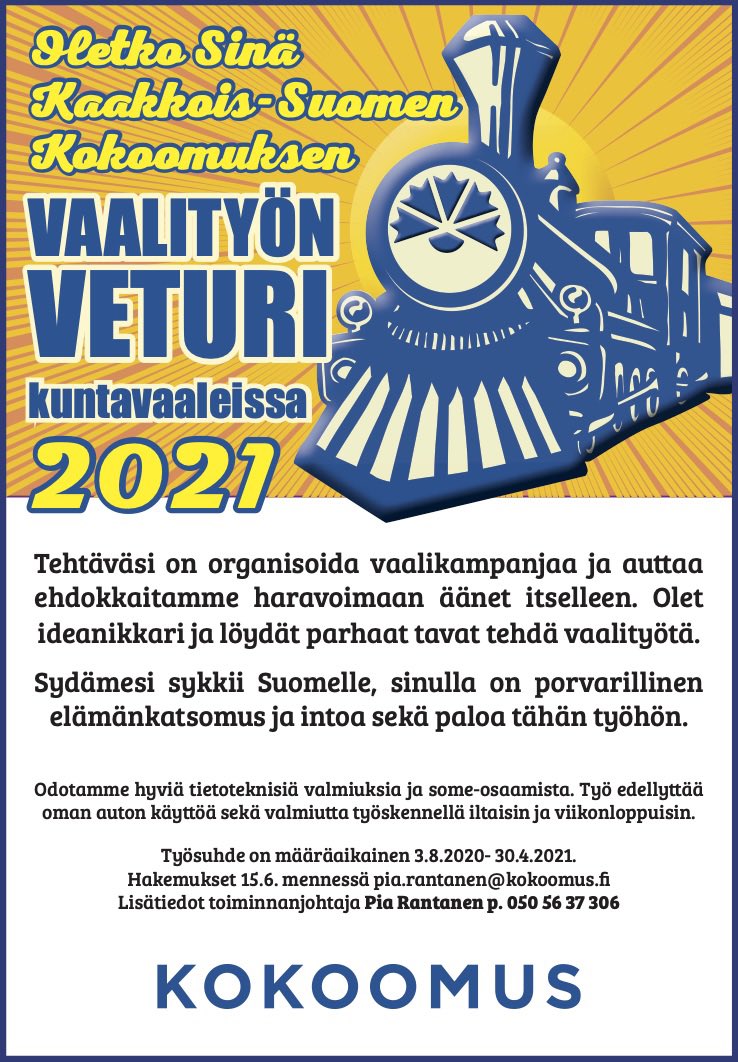 Veturiksi vaalityöhön! #kokoomus #hyvälläsykkeellä #tiimityö #kaakko