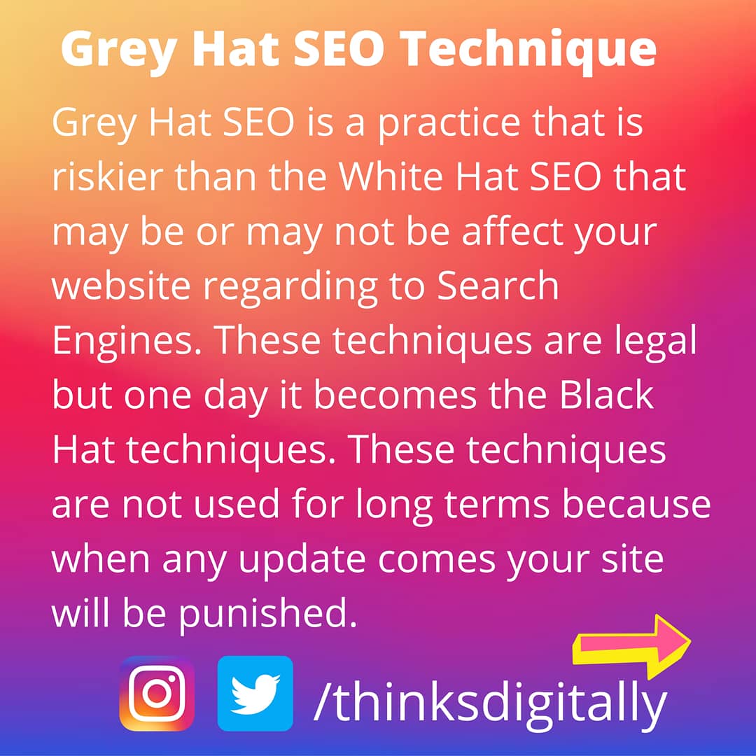 thinksdigitally's tweet image. Here are the explanation of White, Grey and Black Hat SEO...
#seotechniques #searchresults #googleguidelines #whitehatseo #greyhatseo #blackhatseo #searchengines #rankings #seotips #SEO #SearchEngineOptimization #seoexpert #DigitalMarketing #socialmediamarketingtips #branding