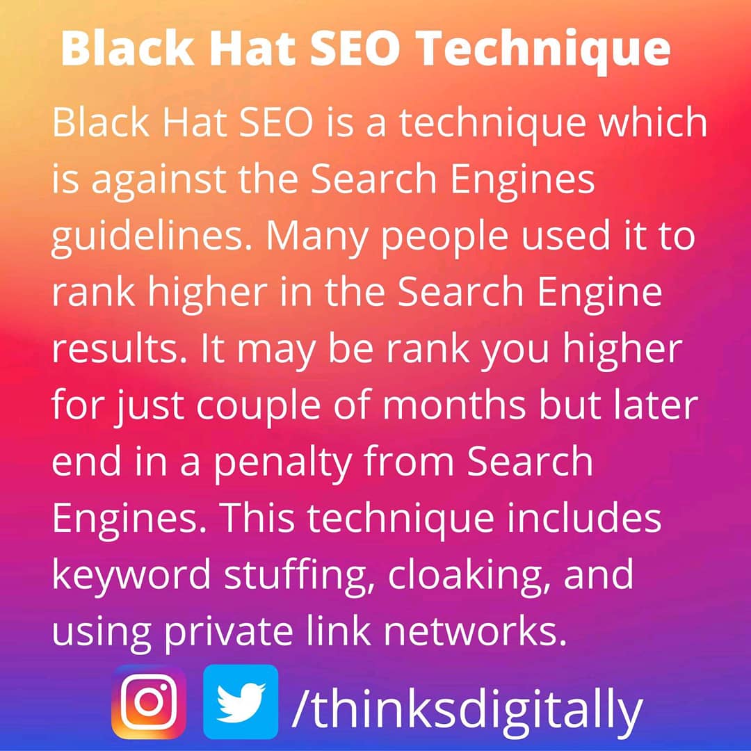 thinksdigitally's tweet image. Here are the explanation of White, Grey and Black Hat SEO...
#seotechniques #searchresults #googleguidelines #whitehatseo #greyhatseo #blackhatseo #searchengines #rankings #seotips #SEO #SearchEngineOptimization #seoexpert #DigitalMarketing #socialmediamarketingtips #branding