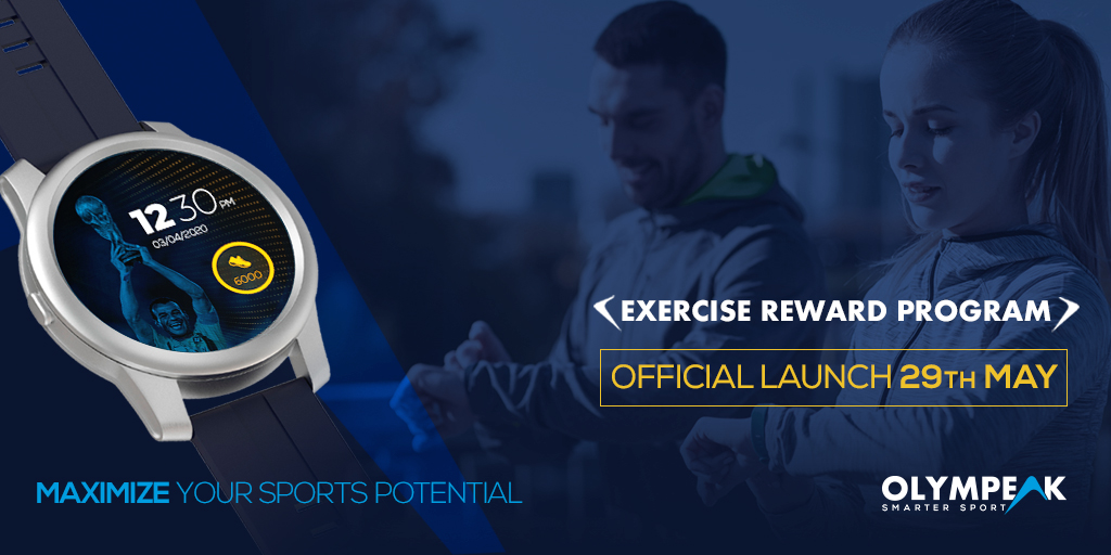 #OlympeakPÉONE⌚️📲 #OlympeakClub 
🔊 May the 29th is the day.
EXERCISE REWARD PROGRAM OFFICIAL LAUNCH 

🏃Exercise Reward
💬Sport Social 
🌟Star Competition
💰Points Mall
Maximize your exercise potential and watch the rewards roll in! 

#smartsport #smartwatch