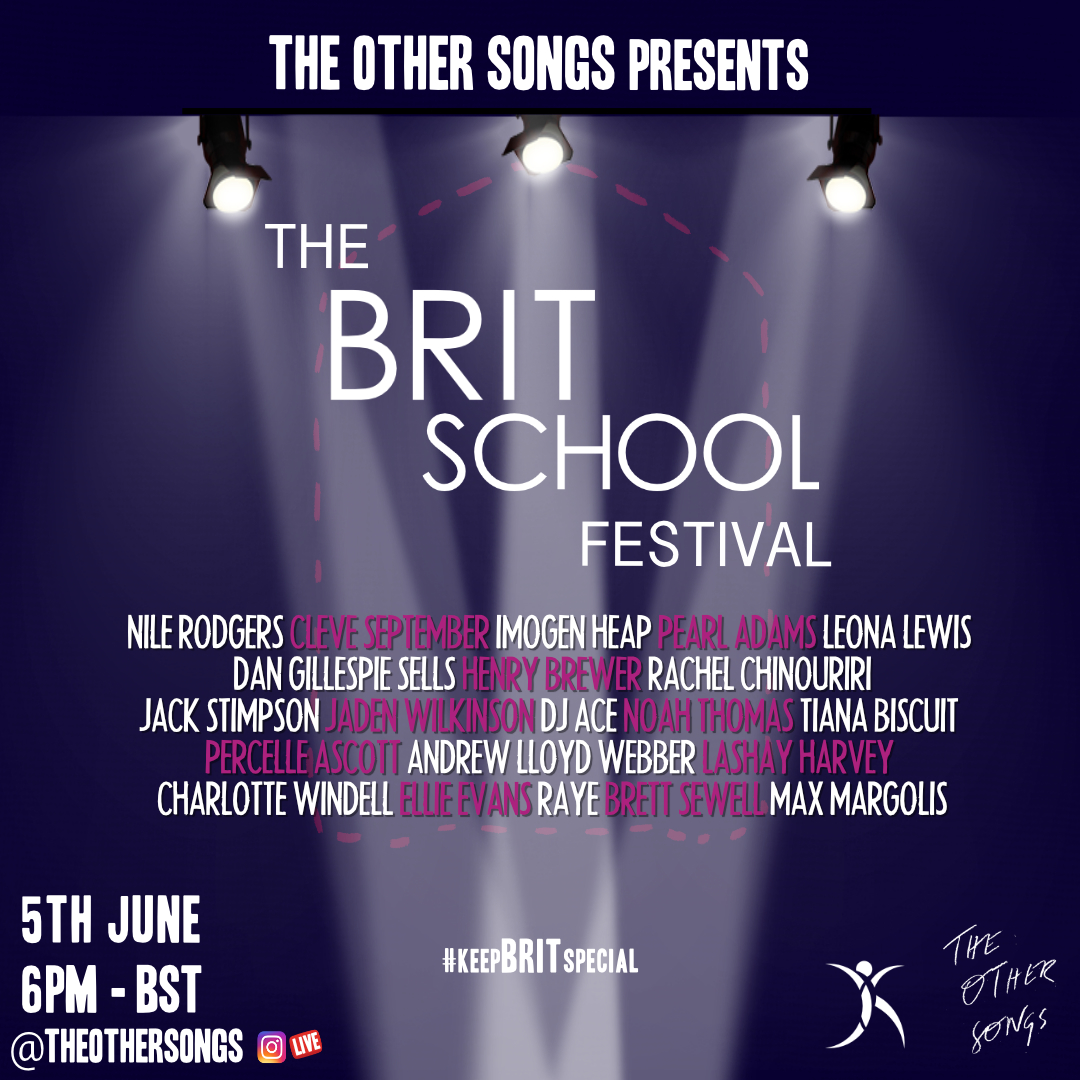 **NEWS FLASH** We are SO proud to be hosting The BRIT School Festival. Present & past BRIT graduates and friends of @thebritschool will be joining us live on Friday 5th June from 6pm. #keepBRITspecial #BRITfest