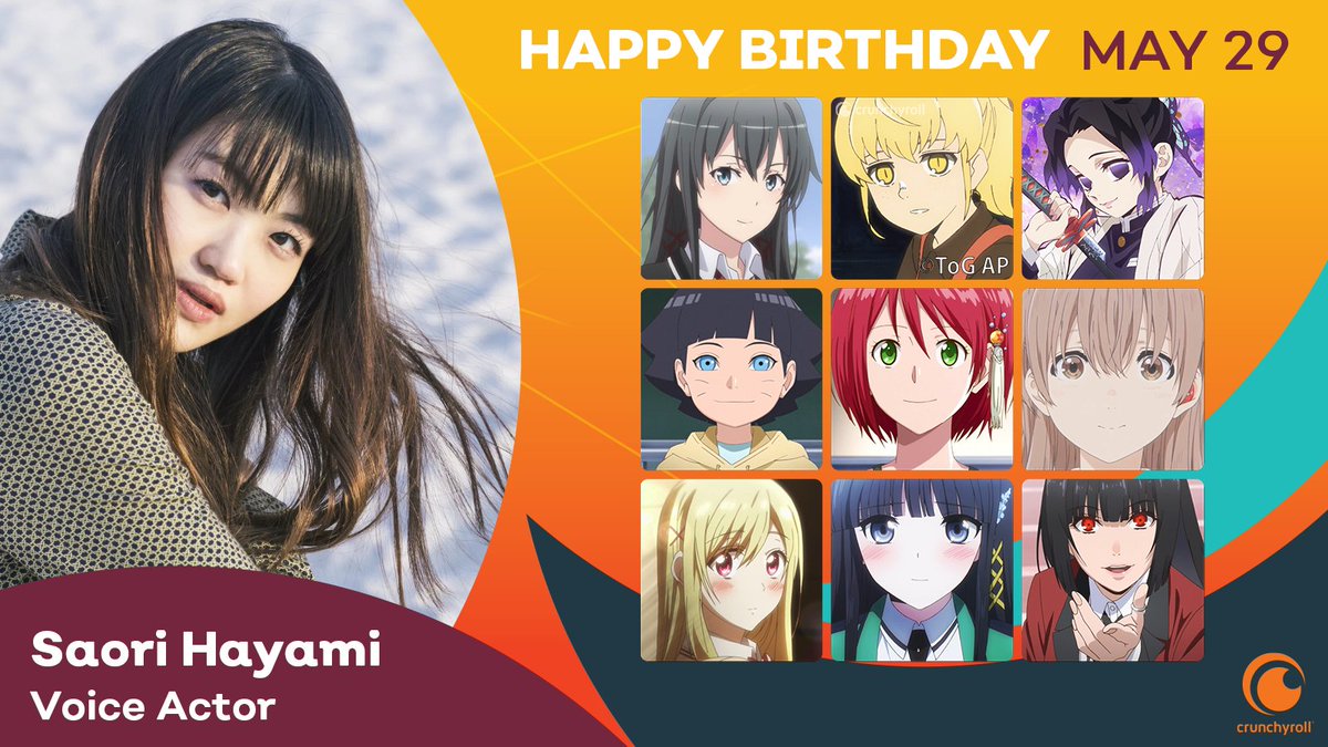 Crunchyroll's tweet photo. Happy Birthday Saori Hayami! 🎉 https://t.co/TEzwXCQQ3e