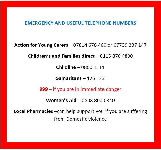 Some useful numbers for you.  
Although we do our best to respond to messages asap on here, we do not constantly monitor this site 27/4.  The best way to contact us is to e-mail AYCService@carersfederation.co.uk or go to aycnottingham.co.uk for further contact details, thanks