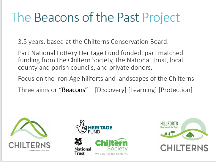  #PATC5 3/20 The Beacons of the Past (BotP)  #Chilforts project was developed by the Chilterns Conservation Board  @ChilternsAONB to investigate the hillforts of the Chiltern Hills of Southern Britain, which has the 10th largest concentration in the UK