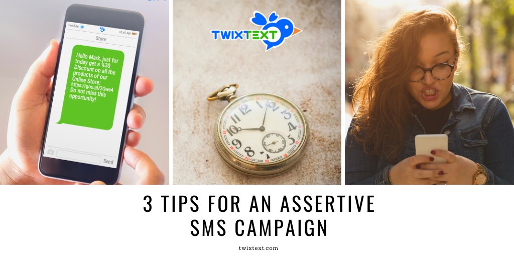TwixTextSMS's tweet image. Tips for an Assertive SMS Campaign that you can use to connect with your clients at this time of COVID-19:
1. Personalize and identify yourself in the SMS.
2. Do not send SMS too sooner or later.
3. Do not send more than 5 SMS each month.
Know more: buff.ly/2Ja0pPl