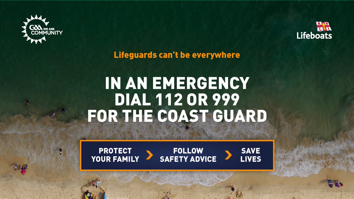 It’s a Bank Holiday weekend in 🇮🇪 &amp; the 🌞 is out everywhere. The <a href="/RNLI/">RNLI</a> &amp; <a href="/officialgaa/">The GAA</a> have joined forces to share vital Water Safety Messages

⚠️Don’t use inflatables 🏖 

⚠️Keep an eye on your friends &amp; family 

🆘Call 112 / 999 &amp; ask for coastguard in an emergency at the coast