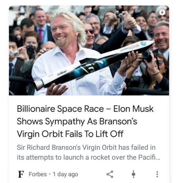 Side note: as I began focusing more on Musk and Branson in my research, Google's algorithm brought this  to the top of my news feed. 