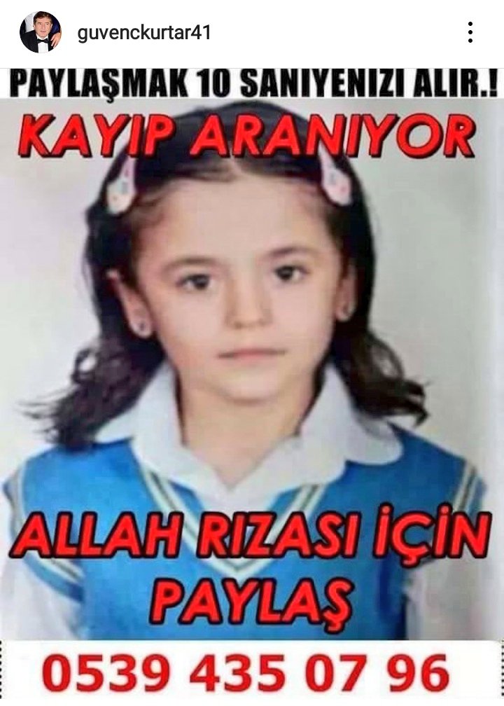 Paylaşalım arkadaşlar. Bu güzel kızımız kayıpmış.
