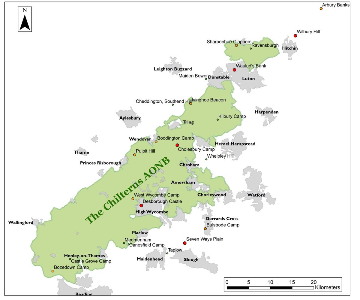  #PATC5 3/20 The Beacons of the Past (BotP)  #Chilforts project was developed by the Chilterns Conservation Board  @ChilternsAONB to investigate the hillforts of the Chiltern Hills of Southern Britain, which has the 10th largest concentration in the UK