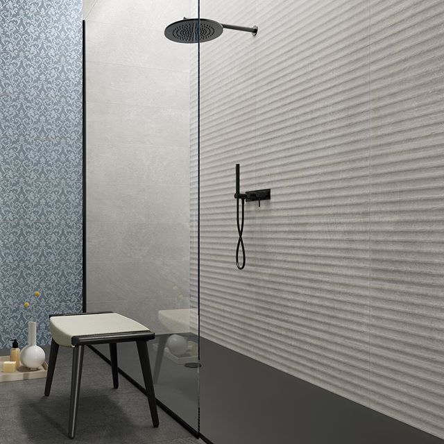 supergres's tweet image. &quot;Precious materials are simpler to combine than one might believe.
I would match this wall tiles of H24 Projects H. Blue Camp line. Damask by #Supergres to another minimal wall tiles in order to balance the composition. A blue animated by a damask fantasy is a truly unique detai