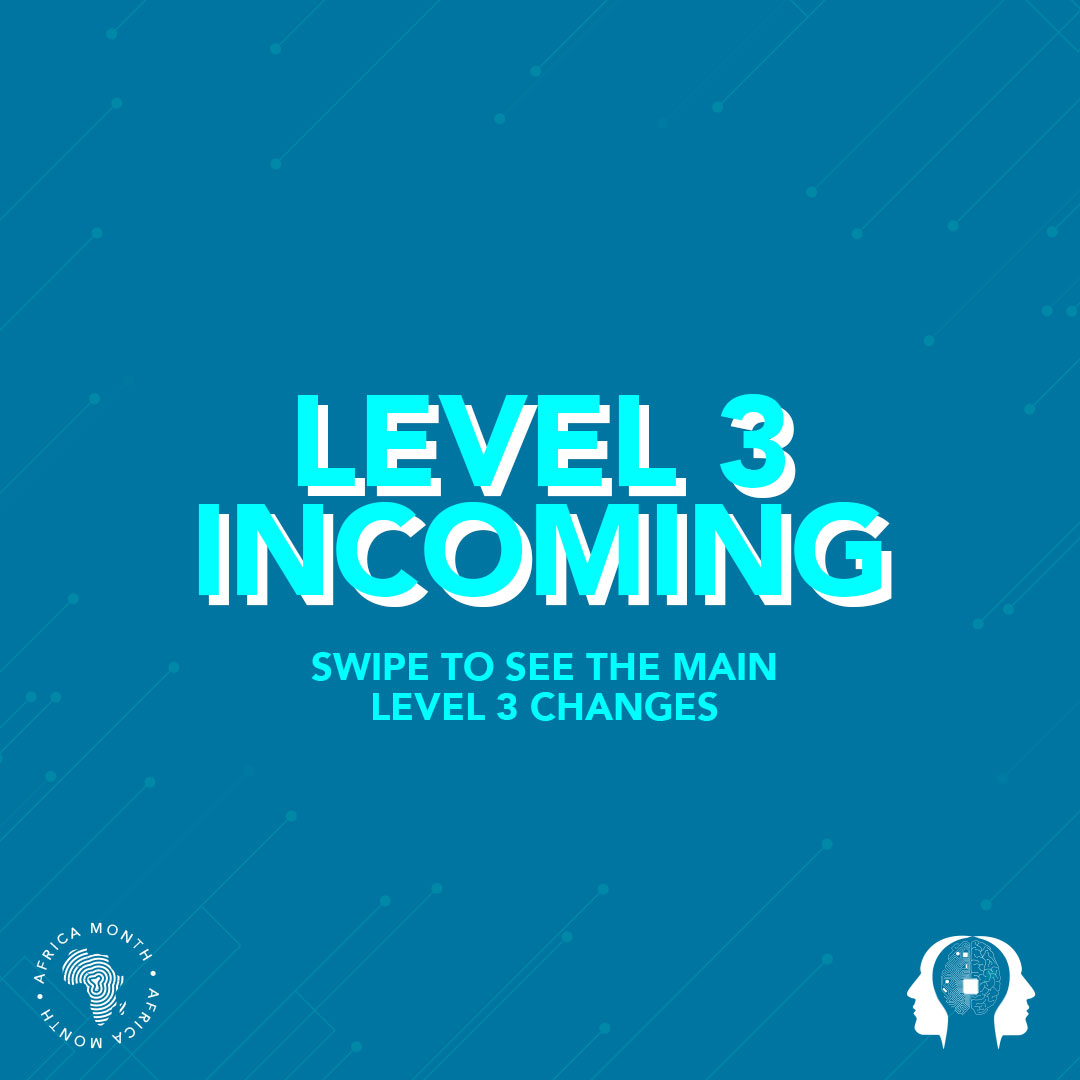 megatech_ai1's tweet photo. Weβre moving from level 4 to level 3 on Monday. Let us know in the comments below which change youβre most excited about Raising hands.
#LockdownSa #MegaTechAI #LevelingDown #Level3 #Level4 #Technology #COVID19 #Excitement https://t.co/DQNZJp6doF https://t.co/5NNu8tUYMk