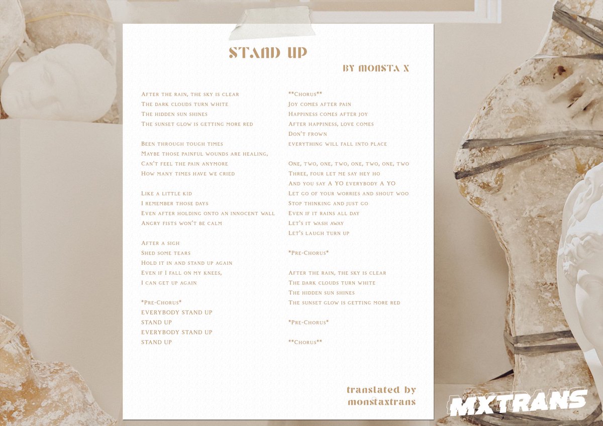 MONSTAXTRANS's tweet photo. (LYRICS) #MONSTAX- #STANDUP
ENG TRANS⚡️https://t.co/4FegSH5t7P
🎶https://t.co/9YptKxuCBG
STREAM #FANTASIA_X🕊https://t.co/SQ51xYwxh3
@OfficialMonstaX #MONSTAXTRANS https://t.co/wJhvch8xFe