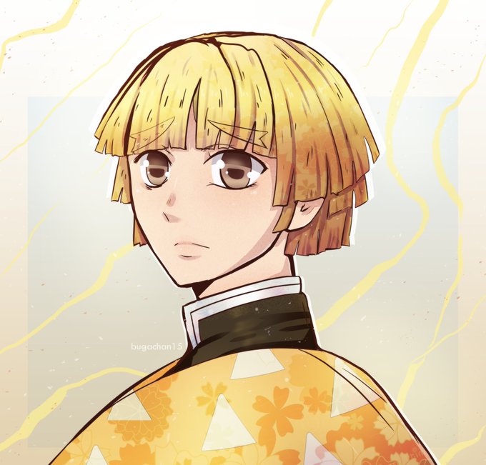 AliceさんがTwitterに投稿した我妻善逸(鬼滅の刃)のイラスト。