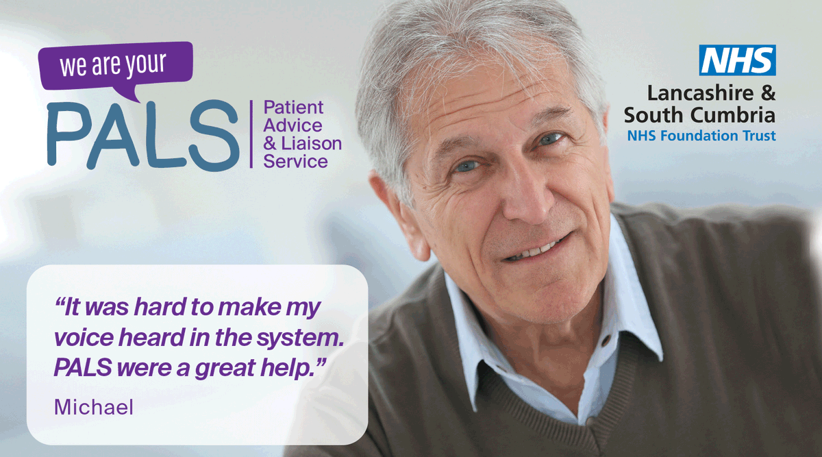 WeAreLSCFT's tweet photo. Our PALS service is here to make sure your voice is heard 💙 If you have had concerns about aspects of care that you, a friend or family member has received or you have a nice story to tell us, please call 0800 234 6088 or email pals@lancashirecare.nhs.uk https://t.co/8rnPHYVHy3