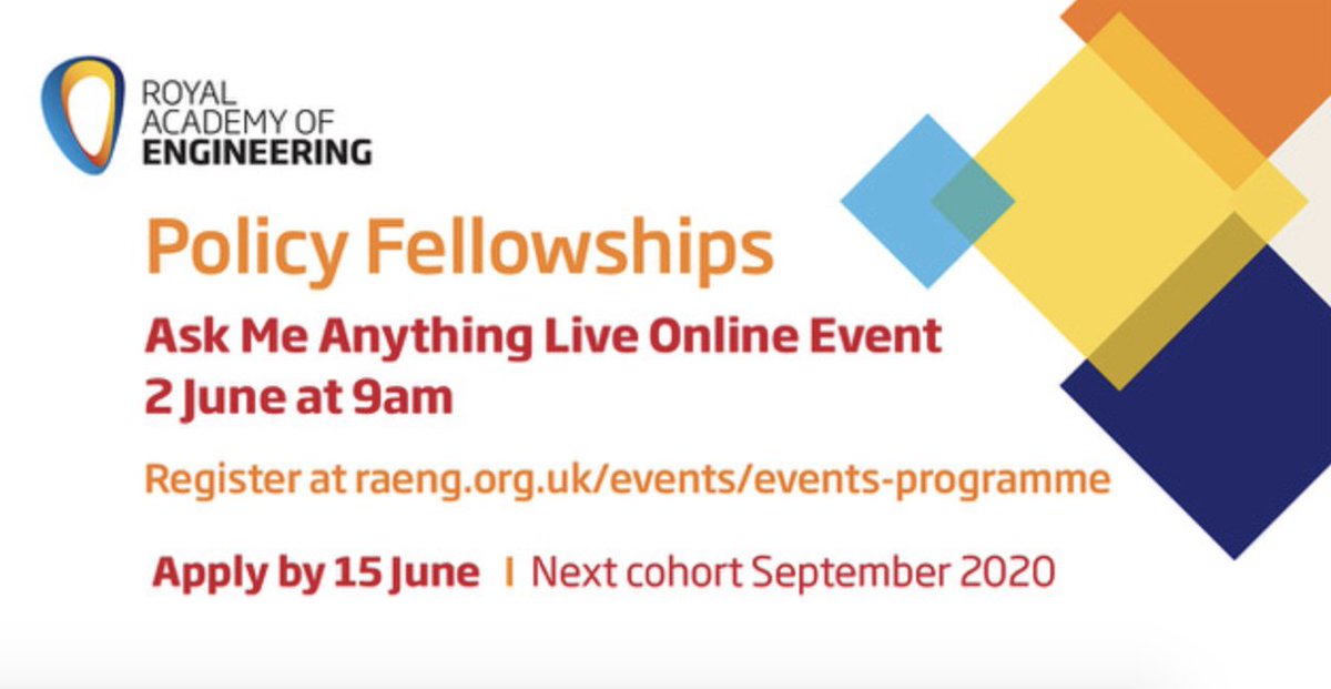To improve connections between engineers and policy makers @RAEngNews is running a new Policy Fellowship programme. Have any questions about the programme or how to apply? Join their webinar on Tuesday 2 June: ow.ly/sEY050zTqoq

#PolicyFellowships #IRSE #engineering