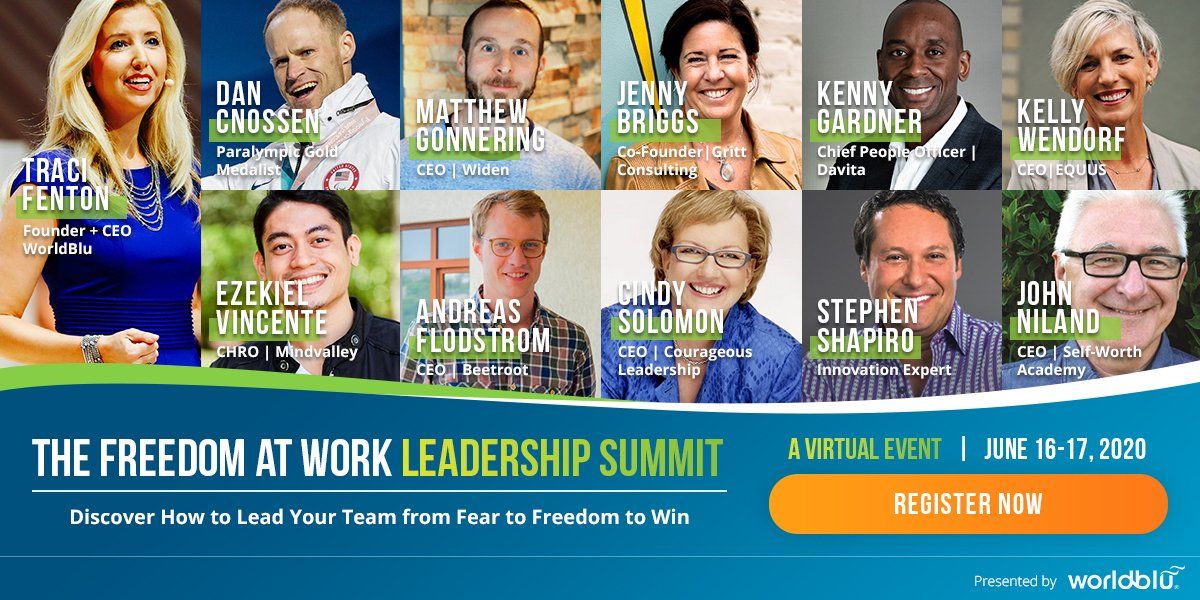 I’m really looking forward to the Worldblu leadership summit (buff.ly/2zxbWoY). In a time of “infodemic” + pandemic, Worldblu’s message of “Freedom vs Fear” is more vital than ever. This premium event is now happening online…. which means it is now accessible… to YOU 😊