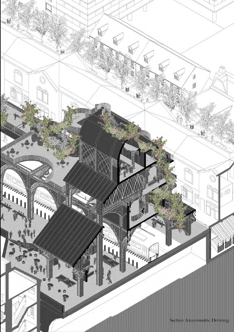 CamdenHighline's tweet image. Shuwei Du @dushewei proposes a mushroom farm that would allow the community to harvest oyster mushrooms in a forest-like structure above the roofs of the city🍄

#bartlettschoolofarchitecture